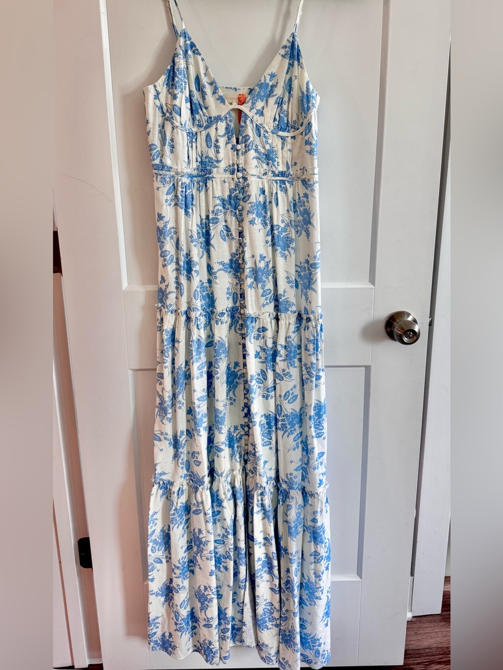 LoveShackFancy Blue Floral Maxi Dress Size 4